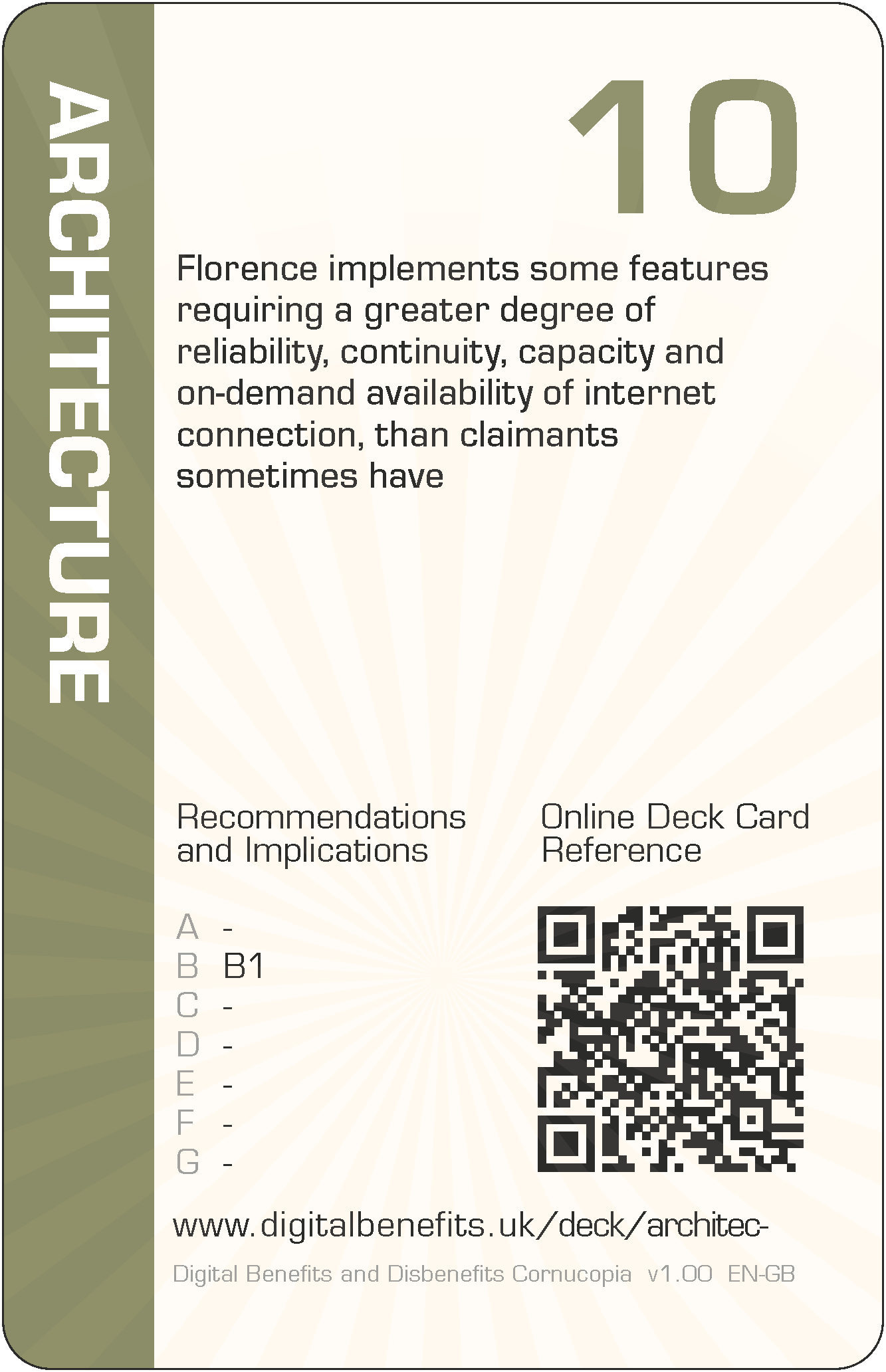 Florence implements some features requiring a greater degree of reliability, continuity, capacity and on-demand availability of internet connection, than claimants sometimes have