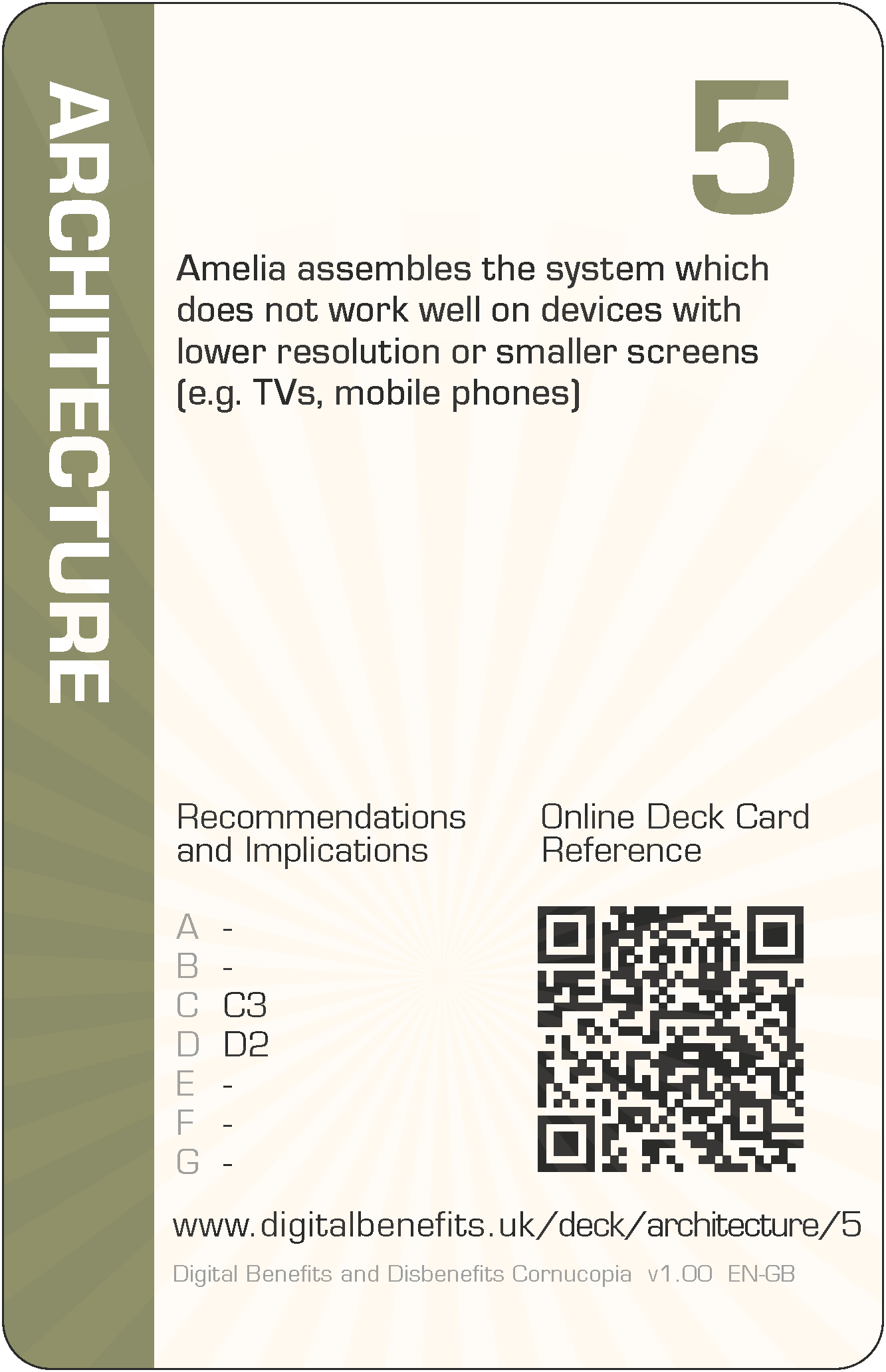 Amelia assembles the system which does not work well on devices with lower resolution or smaller screens (e.g. TVs, mobile phones)