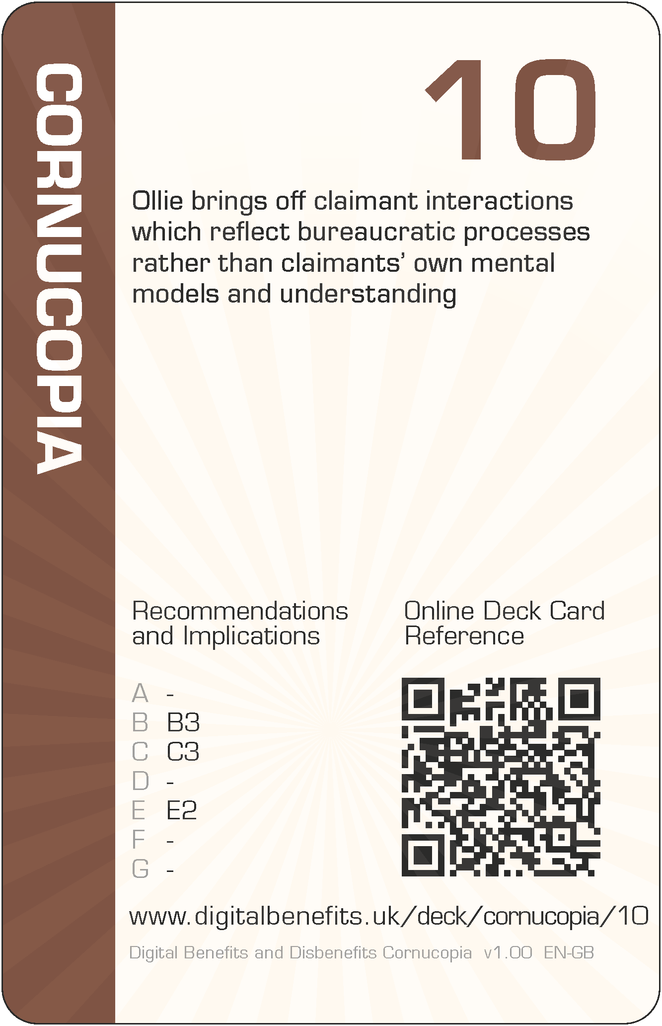 Ollie brings off claimant interactions which reflect bureaucratic processes rather than claimants` own mental models and understanding