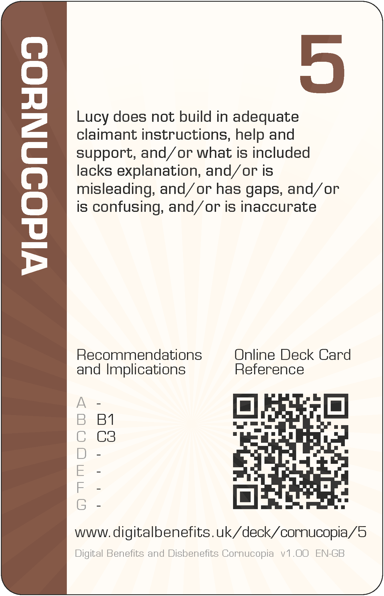 Lucy does not build in adequate claimant instructions, help and support, and/or what is included lacks explanation, and/or is misleading, and/or has gaps, and/or is confusing, and/or is inaccurate