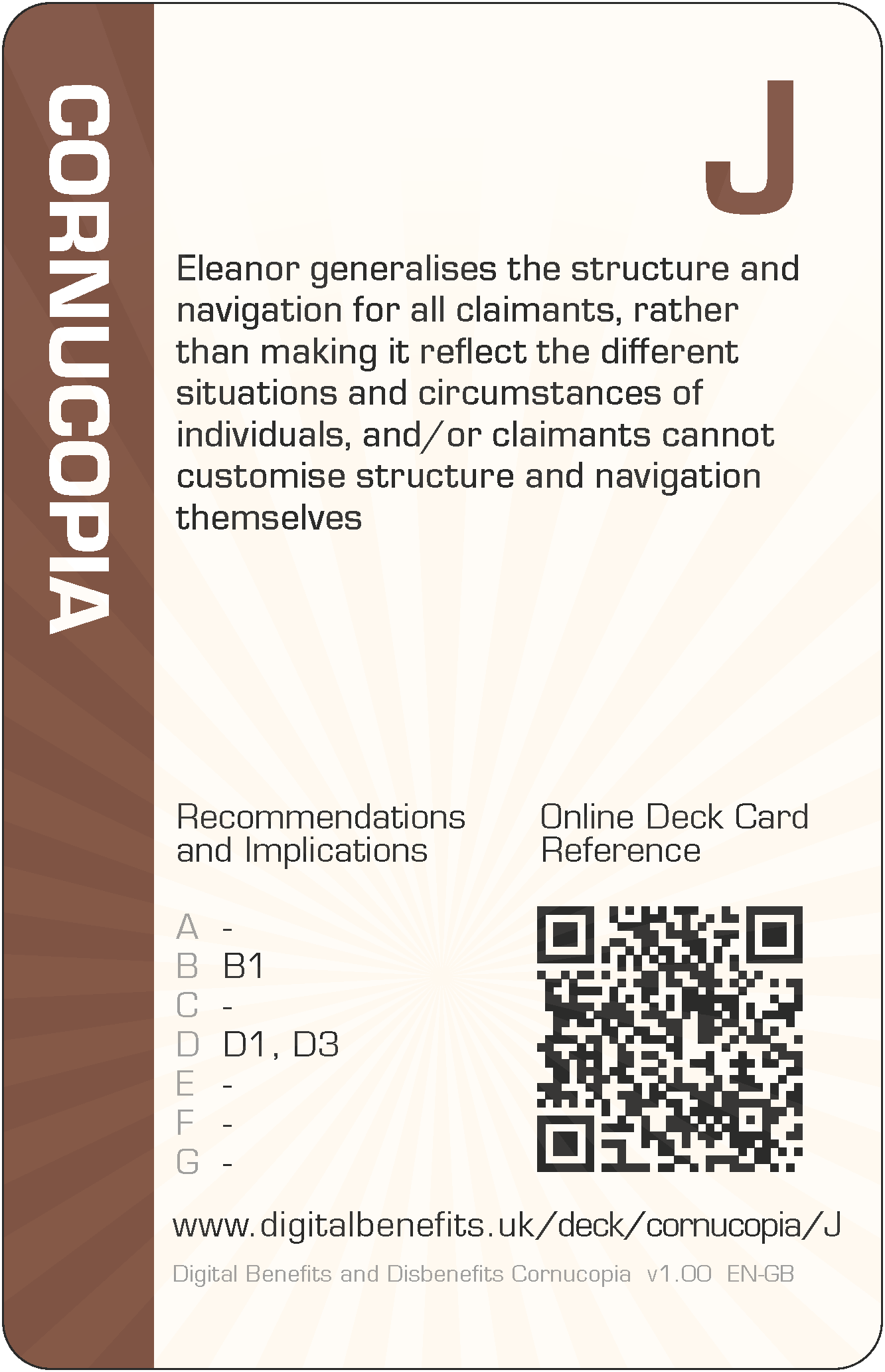 Eleanor generalises the structure and navigation for all claimants, rather than making it reflect the different situations and circumstances of individuals, and/or claimants cannot customise structure and navigation themselves