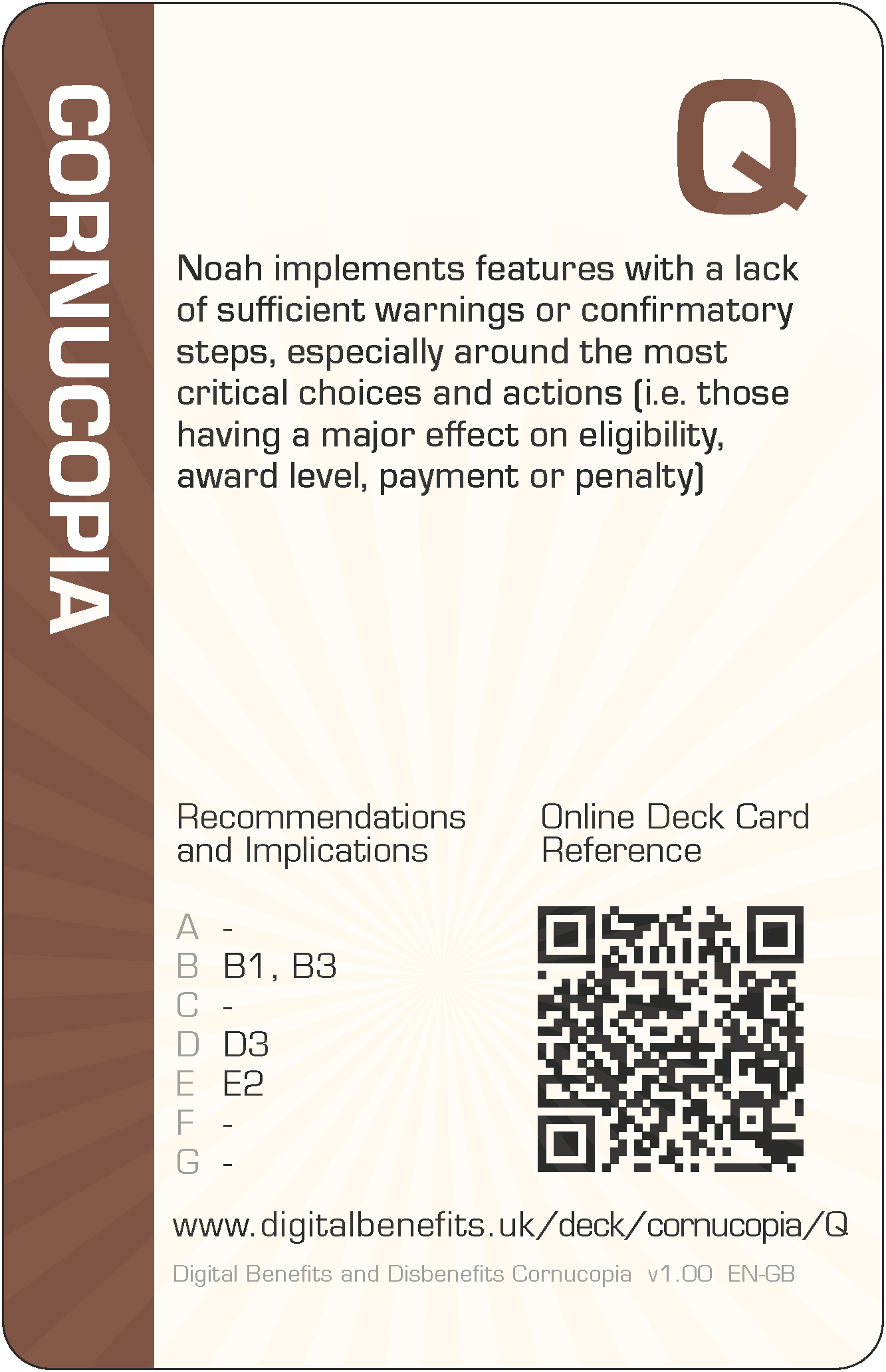 Noah implements features with a lack of sufficient warnings or confirmatory steps, especially around the most critical choices and actions (i.e. those having a major effect on eligibility, award level, payment or penalty)