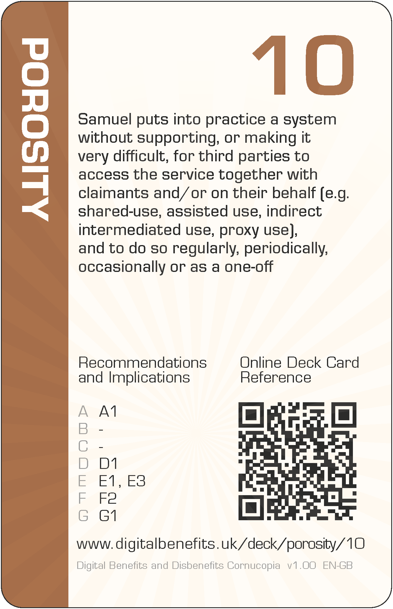 Samuel puts into practice a system without supporting, or making it very difficult, for third parties to access the service together with claimants and/or on their behalf (e.g. shared-use, assisted use, indirect intermediated use, proxy use), and to do so regularly, periodically, occasionally or as a one-off