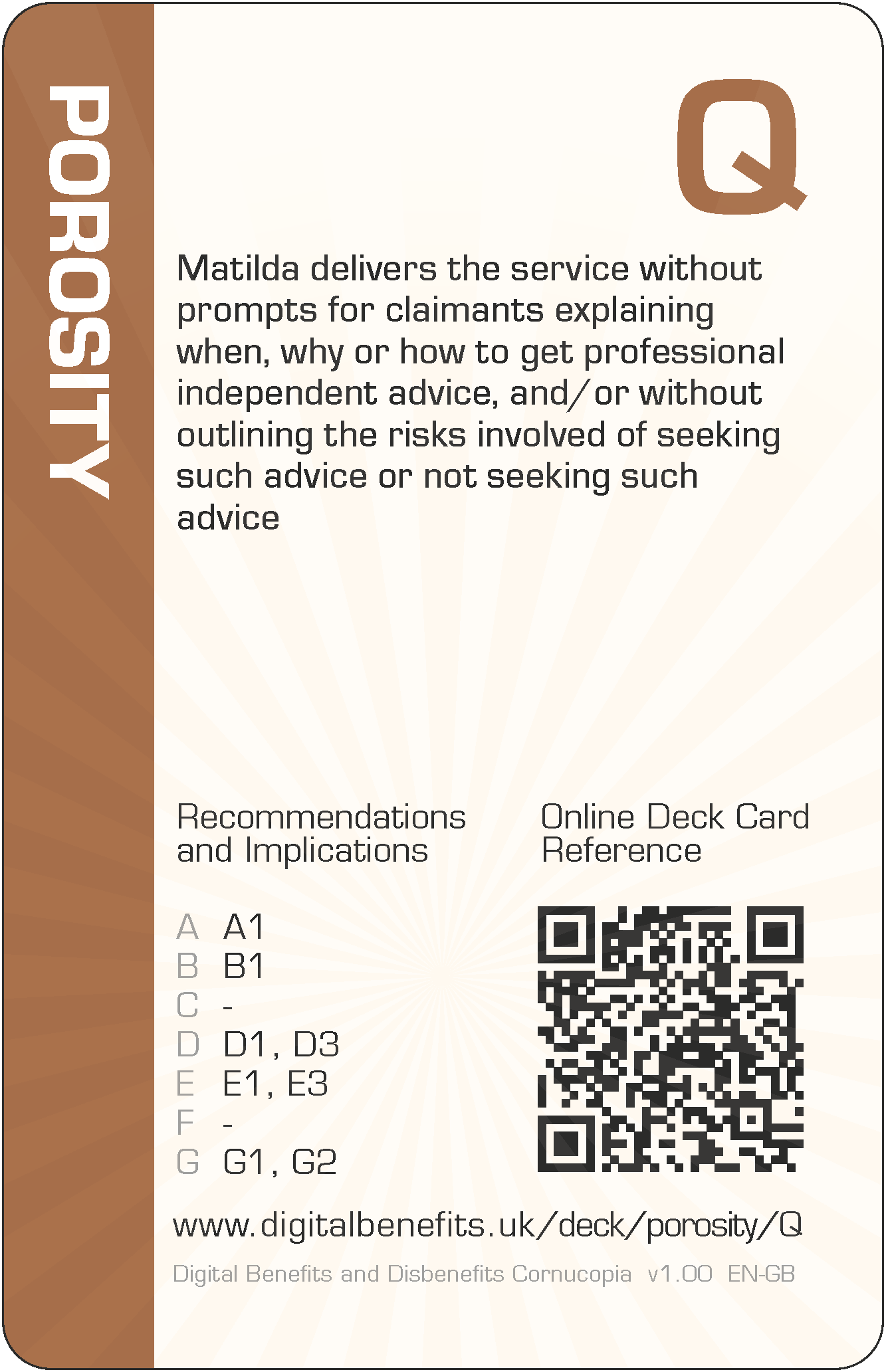 Matilda delivers the service without prompts for claimants explaining when, why or how to get professional independent advice, and/or without outlining the risks involved of seeking such advice or not seeking such advice