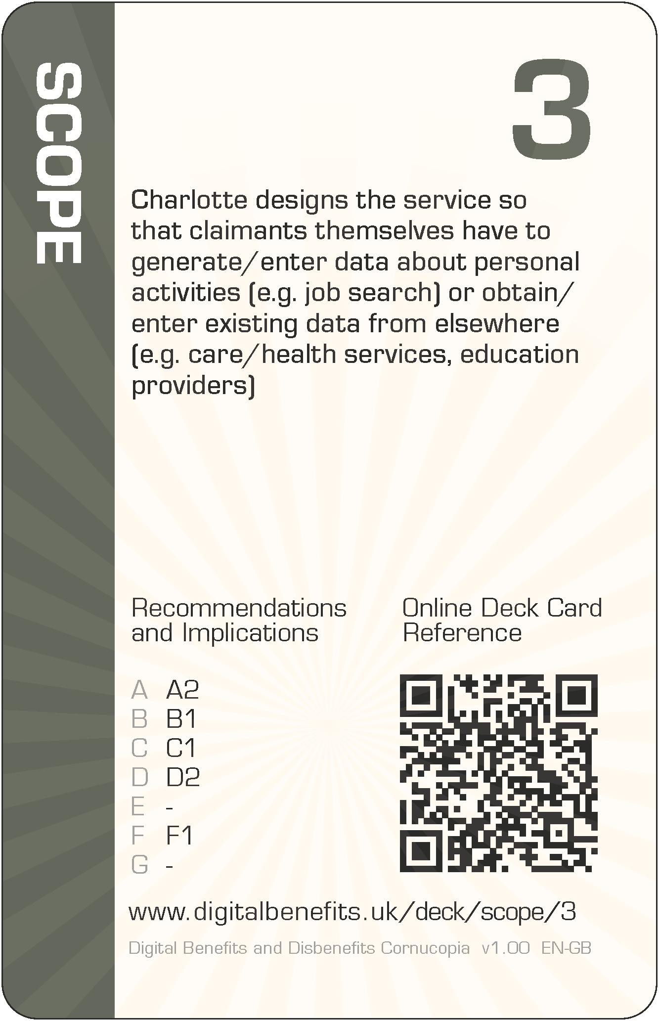 Charlotte designs the service so that claimants themselves have to generate/enter data about personal activities (e.g. job search) or obtain/enter existing data from elsewhere (e.g. care/health services, education providers)