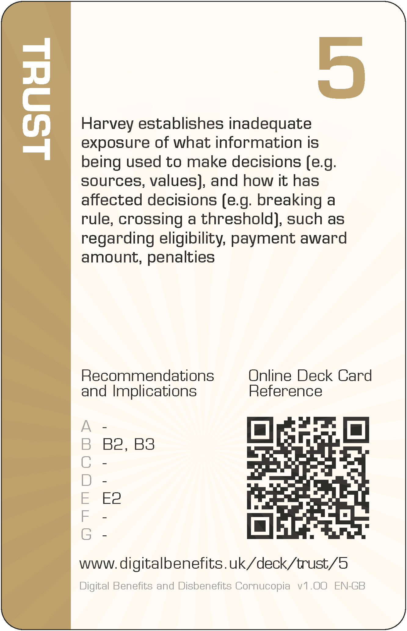 Harvey establishes inadequate exposure of what information is being used to make decisions (e.g. sources, values), and how it has affected decisions (e.g. breaking a rule, crossing a threshold), such as regarding eligibility, payment award amount, penalties 