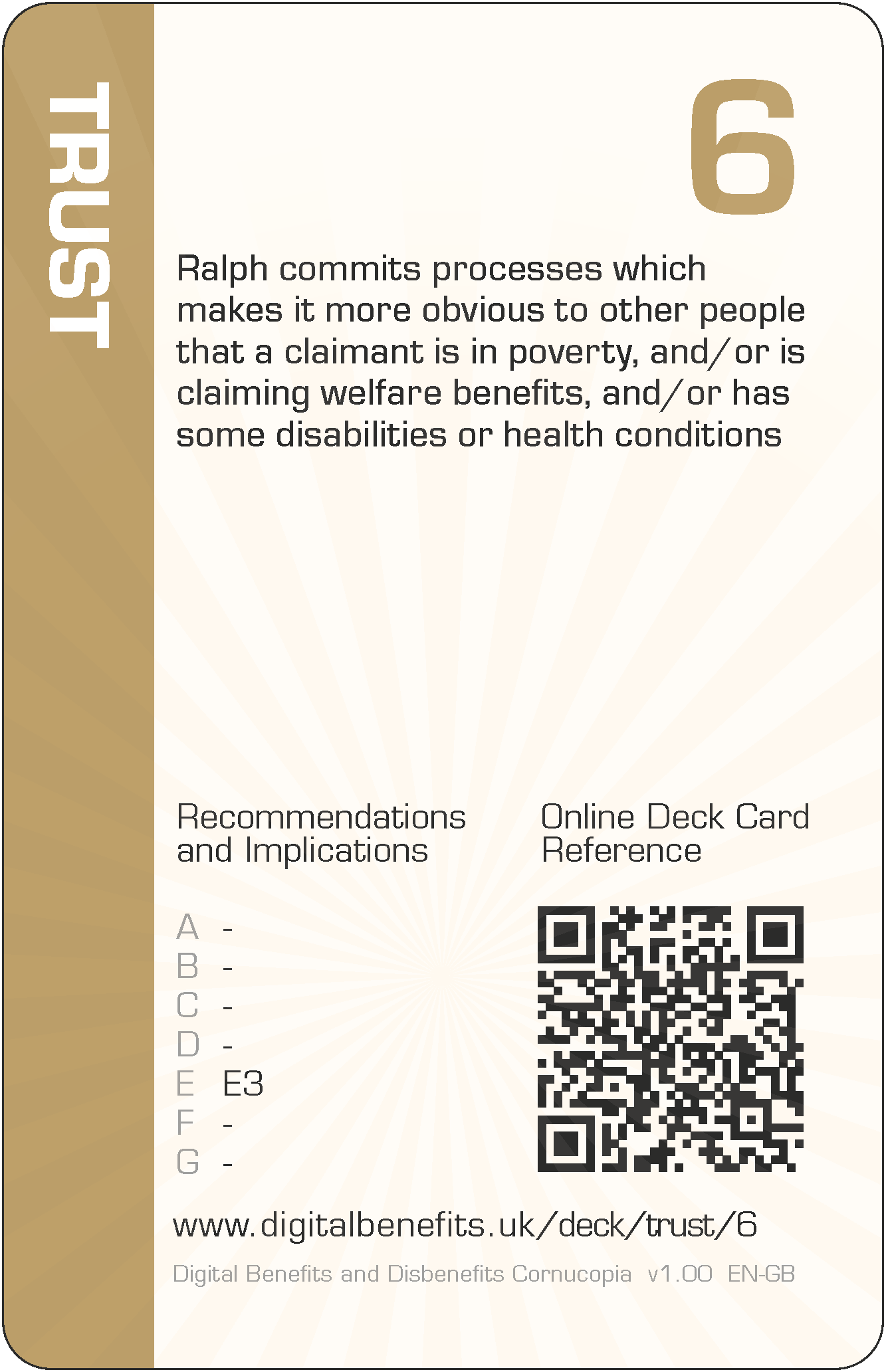 Ralph commits processes which makes it more obvious to other people that a claimant is in poverty, and/or is claiming welfare benefits, and/or has some disabilities or health conditions